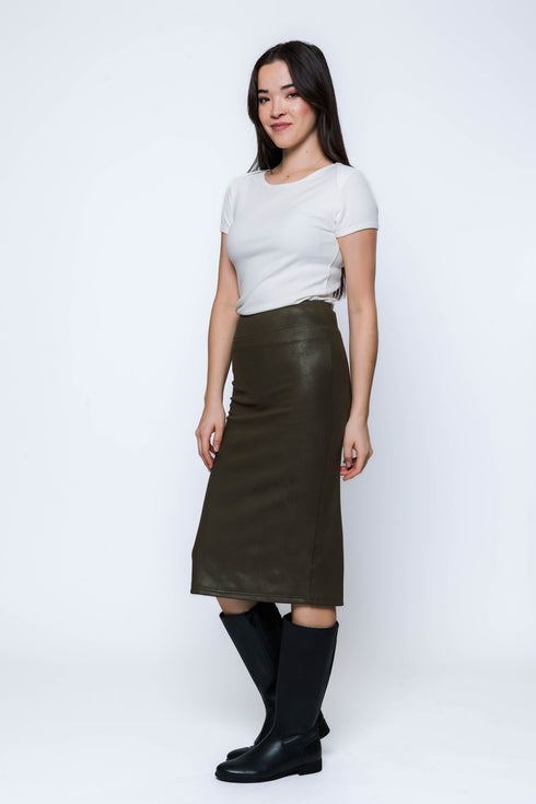 Erin SAMPLE-Faux Leather Midi Skirt