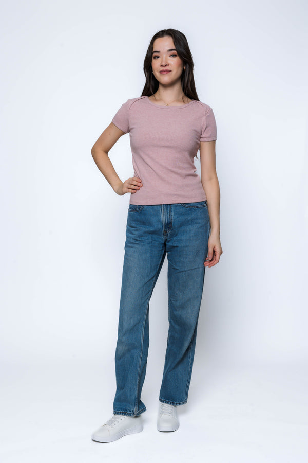 Sarah-Envelope Neck Tee
