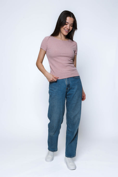 Sarah-Envelope Neck Tee