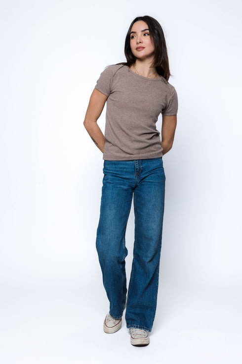 Sarah-Envelope Neck Tee