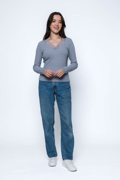 Lily-Lace trim Tee