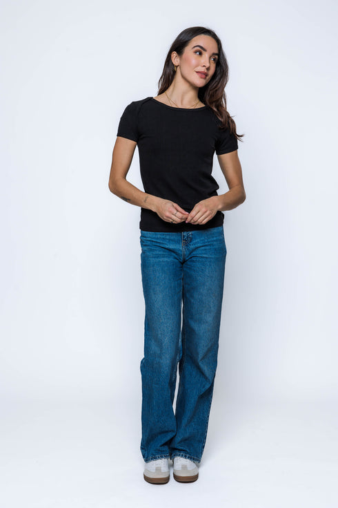 Sarah-Envelope Neck Tee