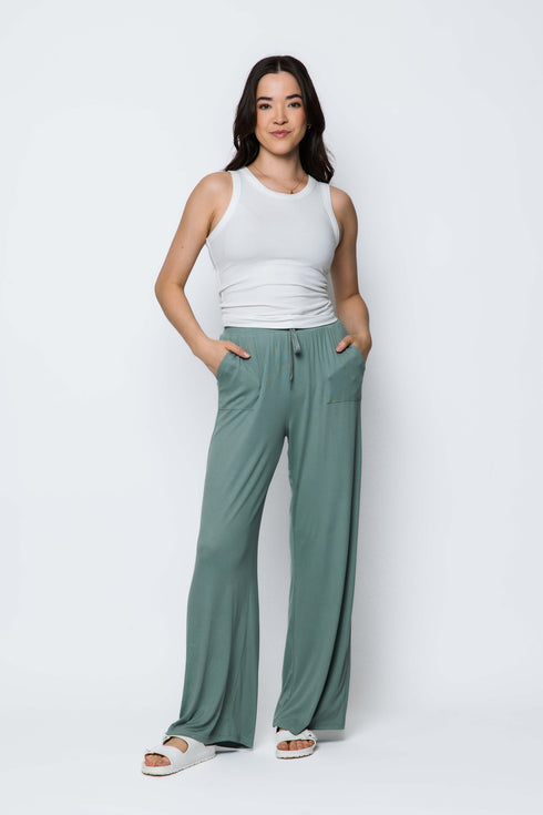 Jess SAMPLE-Mini Rib Wide Leg Rib Pants