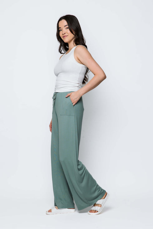 Jess SAMPLE-Mini Rib Wide Leg Rib Pants