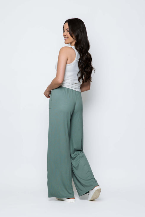 Jess SAMPLE-Mini Rib Wide Leg Rib Pants