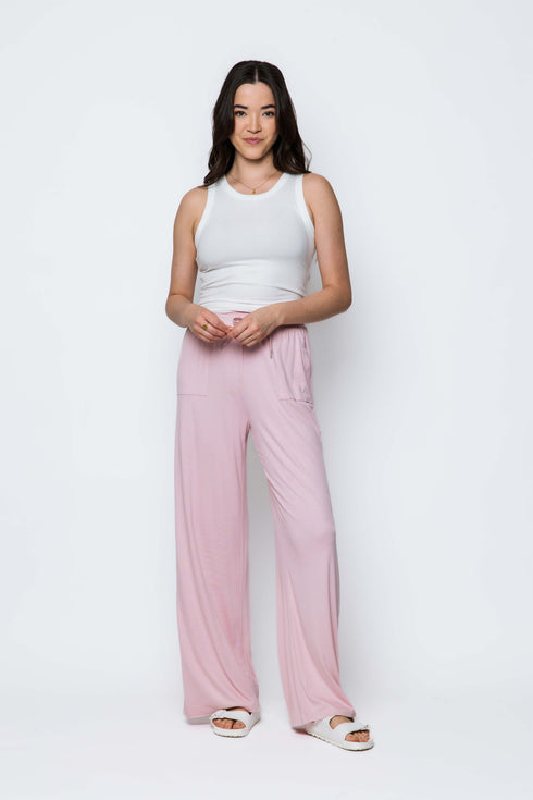 Jess SAMPLE-Mini Rib Wide Leg Rib Pants