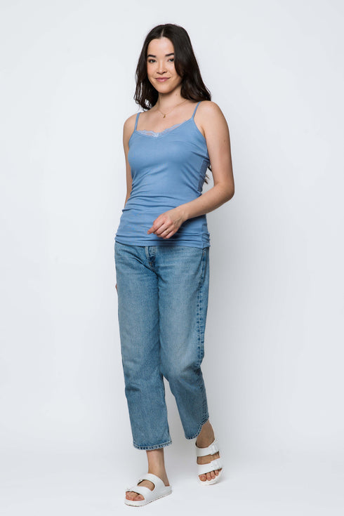 Alicia SAMPLE-Lace Trim Mini Rib Cami