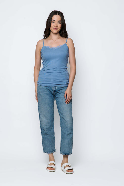Alicia SAMPLE-Lace Trim Mini Rib Cami