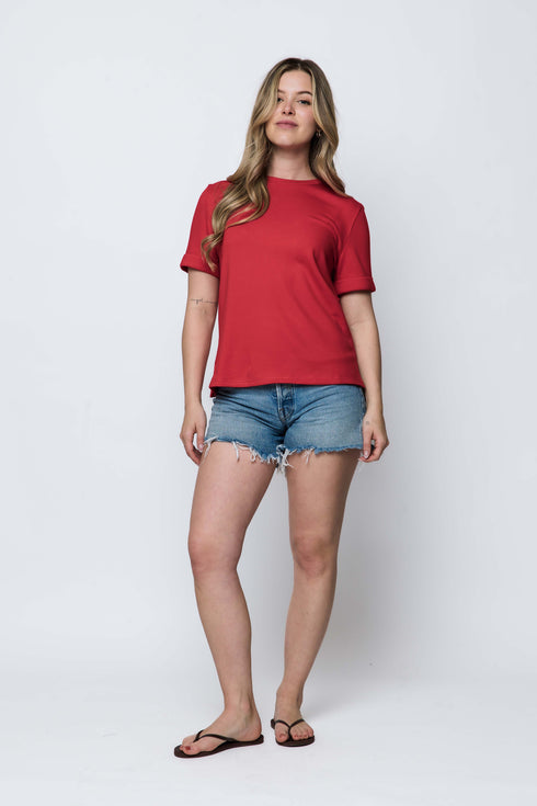 Jill-Luxe Fleece Cuffed Tee