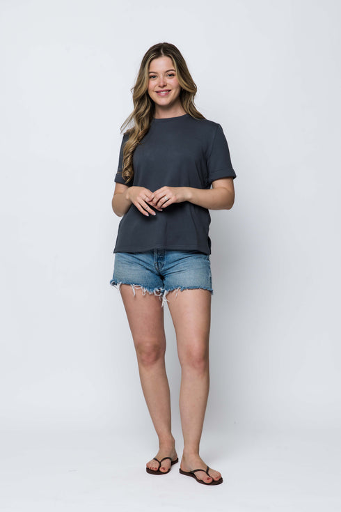 Jill-Luxe Fleece Cuffed Tee