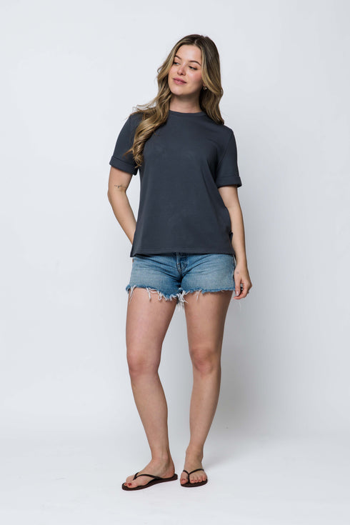 Jill-Luxe Fleece Cuffed Tee