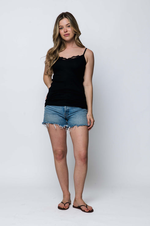 Alicia SAMPLE-Lace Trim Mini Rib Cami