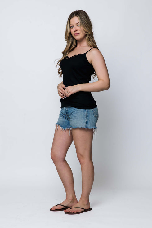Alicia SAMPLE-Lace Trim Mini Rib Cami