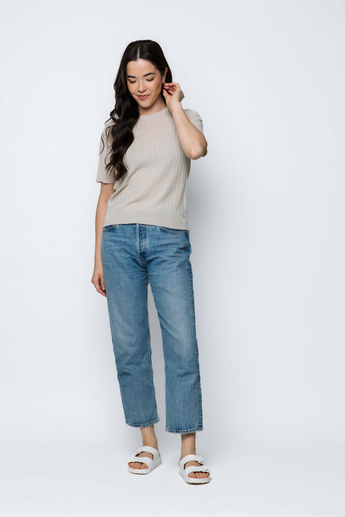 Cally-Cabled Tissue Knit Crew