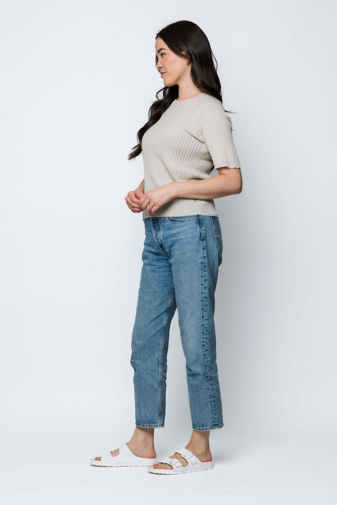 Cally-Cabled Tissue Knit Crew