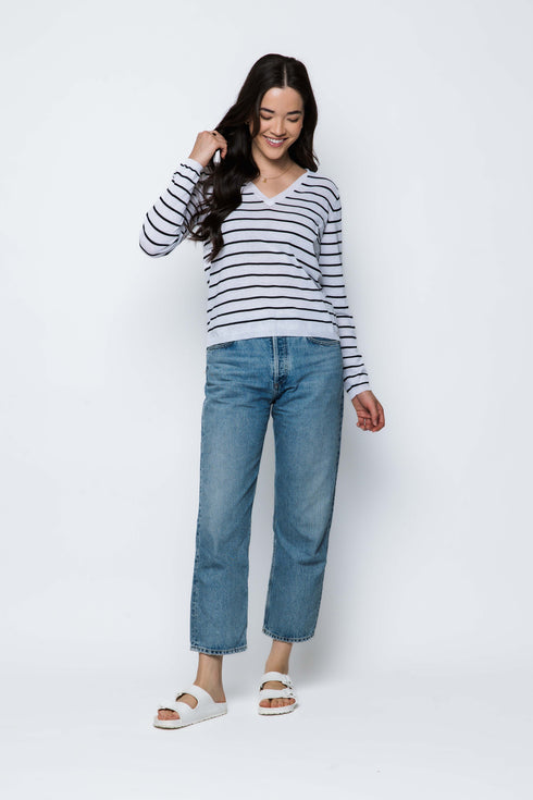 Janie-Tissue Knit V-Neck