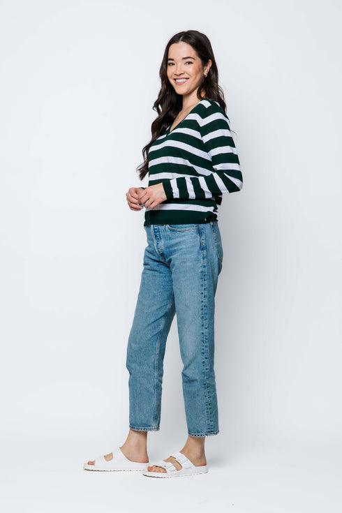 Janie-Tissue Knit V-Neck