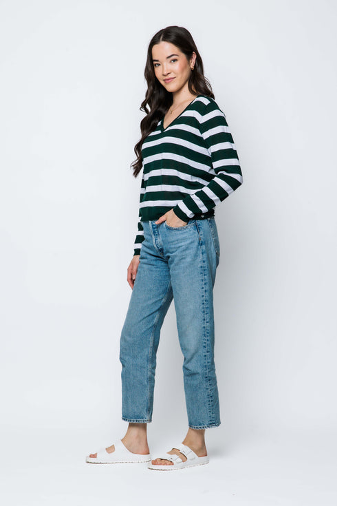 Janie-Tissue Knit V-Neck