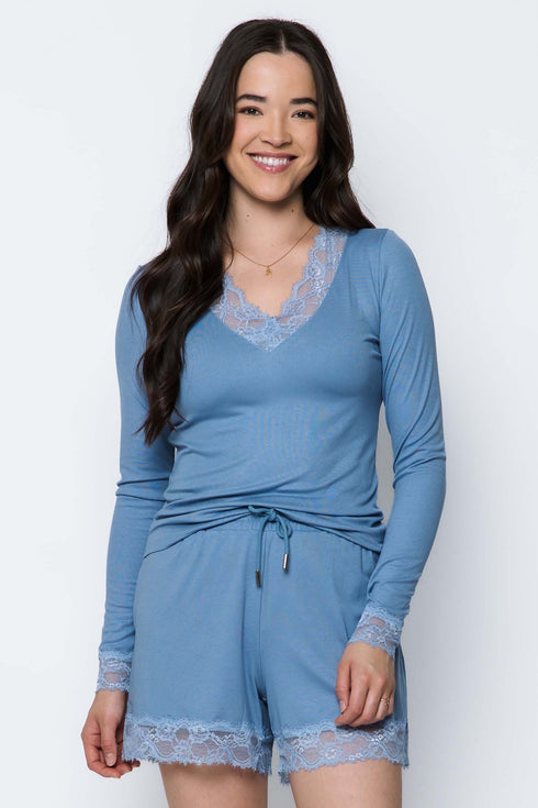 Lily SAMPLE-Lace Trim Mini Rib Tee