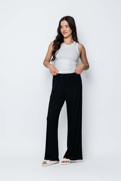 Jess SAMPLE-Mini Rib Wide Leg Rib Pants