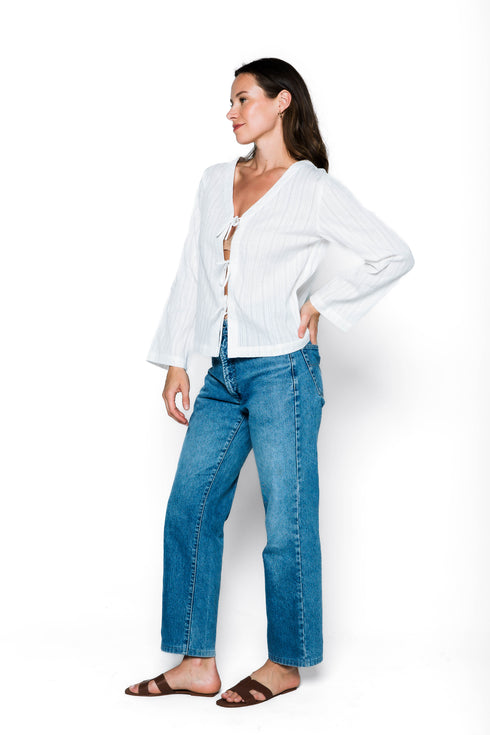 Zoe-Tie Front Blouse