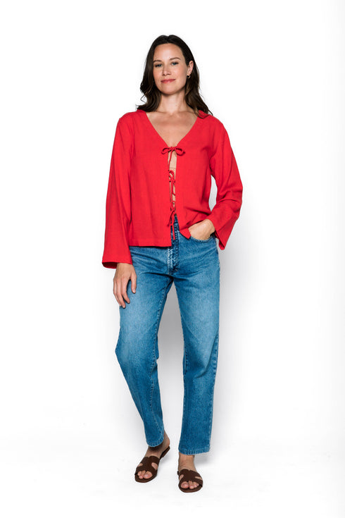 Zoe-Tie Front Blouse