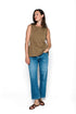 Diana-Fluid Twill Half-Peplum Vest