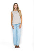 Diana-Fluid Twill Half-Peplum Vest