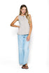 Diana-Fluid Twill Half-Peplum Vest