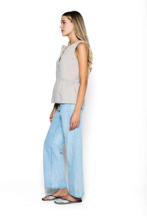 Diana-Fluid Twill Half-Peplum Vest