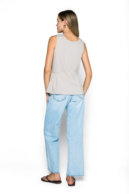 Diana-Fluid Twill Half-Peplum Vest