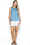 Diana-Fluid Twill Half-Peplum Vest