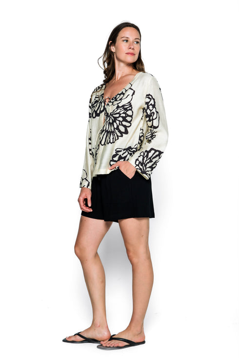 Zoe-Tie Front Blouse