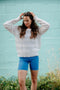 Brynn-Mesh Stripe Crew Sweater