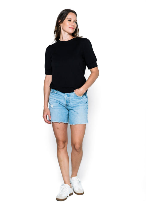 Bella-Luxe Fleece Puff Sleeve Crew